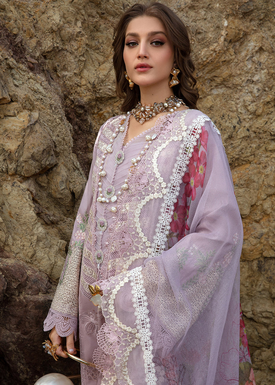 Saira Shakira Embroidered Lawn Unstitched 3Pc Suit D-03B Lillie de Jong - Amethyst