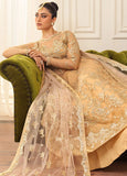 Hemline by Mushq Embroidered Net Unstitched 3Pc Suit D-03 Chamois