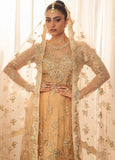 Hemline by Mushq Embroidered Net Unstitched 3Pc Suit D-03 Chamois