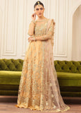 Hemline by Mushq Embroidered Net Unstitched 3Pc Suit D-03 Chamois