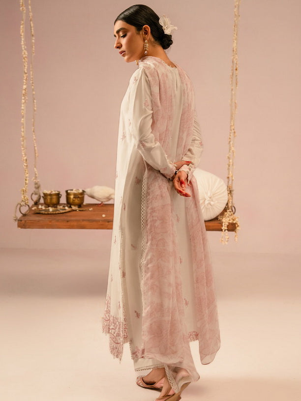 Cross Stitch Mahiri Embroidered Lawn Unstitched 3Pc Suit D-03 Ivory Cream