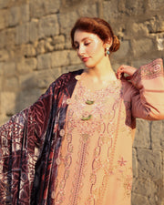Rang Rasiya Carnation Embroidered Karandi Unstitched 3Pc Suit D-03 Latte