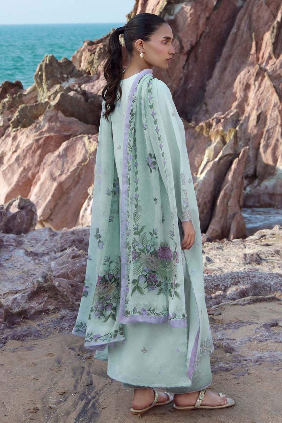 Seran Afsanah Vol-02 Embroidered Lawn Unstitched 3Pc Suit D-03 MISHA