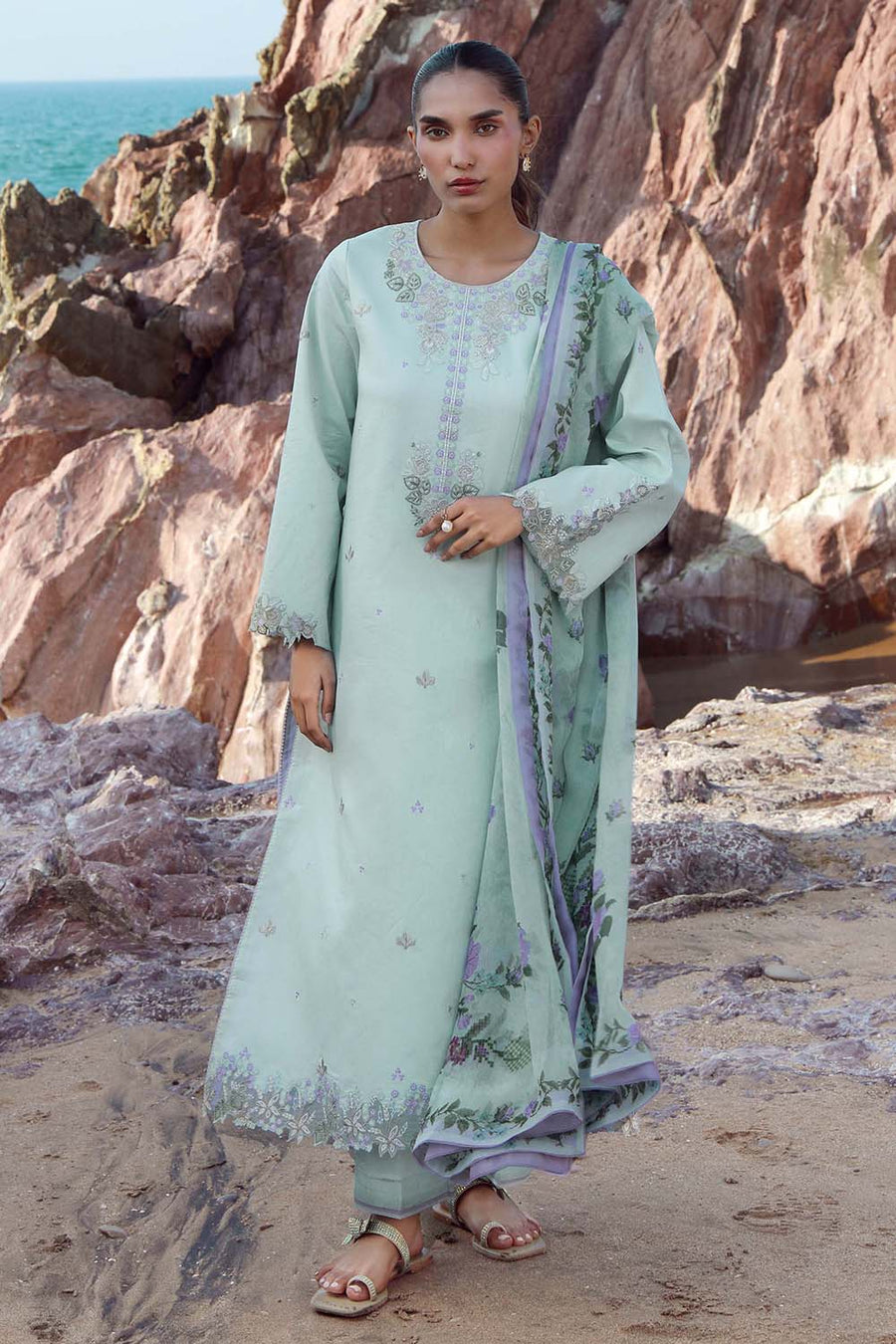 Seran Afsanah Vol-02 Embroidered Lawn Unstitched 3Pc Suit D-03 MISHA