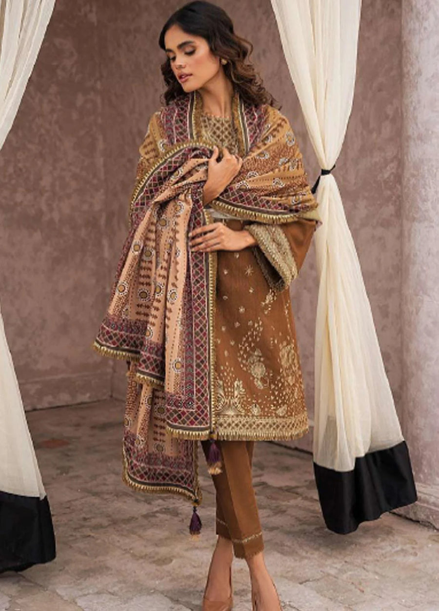 Dastak By Jazmin Unstitched Embroidered Khaddar 3Pc Suit D-03 Ruh