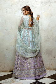 Mushq Stardust Embroidered Net Unstitched 3Pc Suit D-08 Silver Screen
