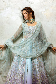 Mushq Stardust Embroidered Net Unstitched 3Pc Suit D-08 Silver Screen