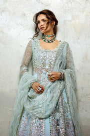 Mushq Stardust Embroidered Net Unstitched 3Pc Suit D-08 Silver Screen