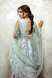 Mushq Stardust Embroidered Net Unstitched 3Pc Suit D-08 Silver Screen