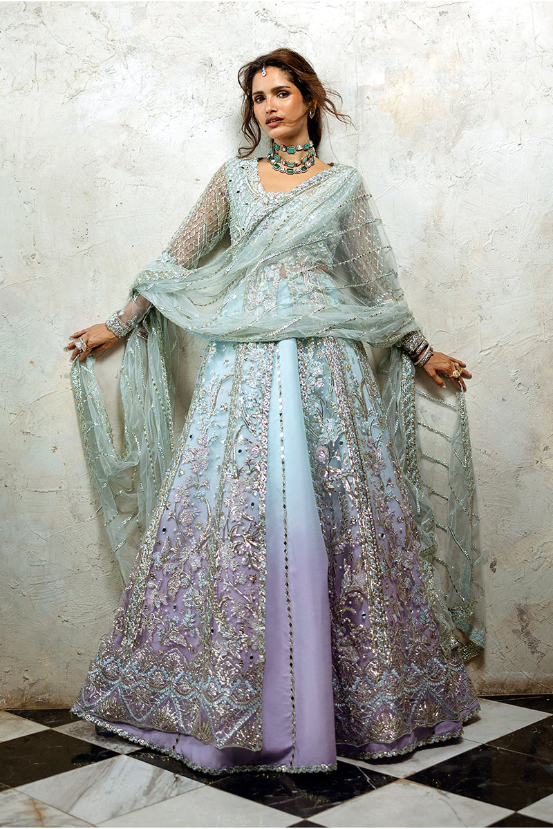Mushq Stardust Embroidered Net Unstitched 3Pc Suit D-08 Silver Screen