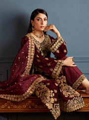 Zainab Chottani Embroidered Velvet Unstitched 3Pc Suit D-03 ZIBA