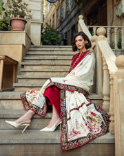 Mushq Broadway Embroidered Jacquard Viscose Unstitched 3Pc Suit - Flying Kiss