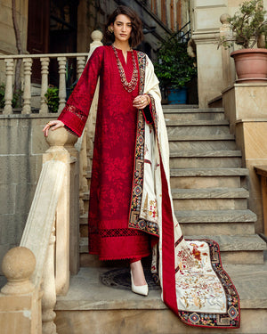 Mushq Broadway Embroidered Jacquard Viscose Unstitched 3Pc Suit - Flying Kiss