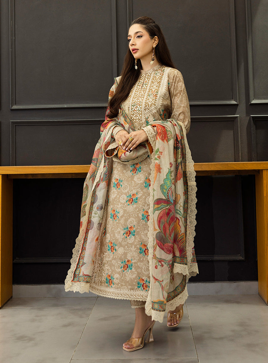Zainab Chottani Tahra Embroidered Lawn Unstitched 3Pc Suit D-03 AYMAH
