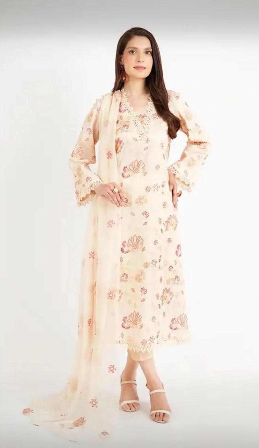Chikankari Exclusive Embroidered Lawn Unstitched 3Pc CH26-V1-D103