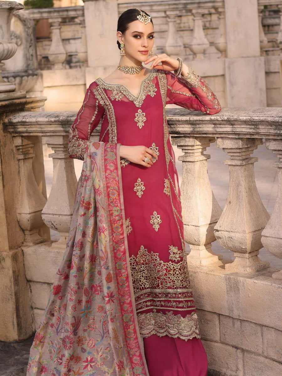 Noor Kaani by Saadia Asad Embroidered Chiffon Unstitched 3Pc Suit D-03