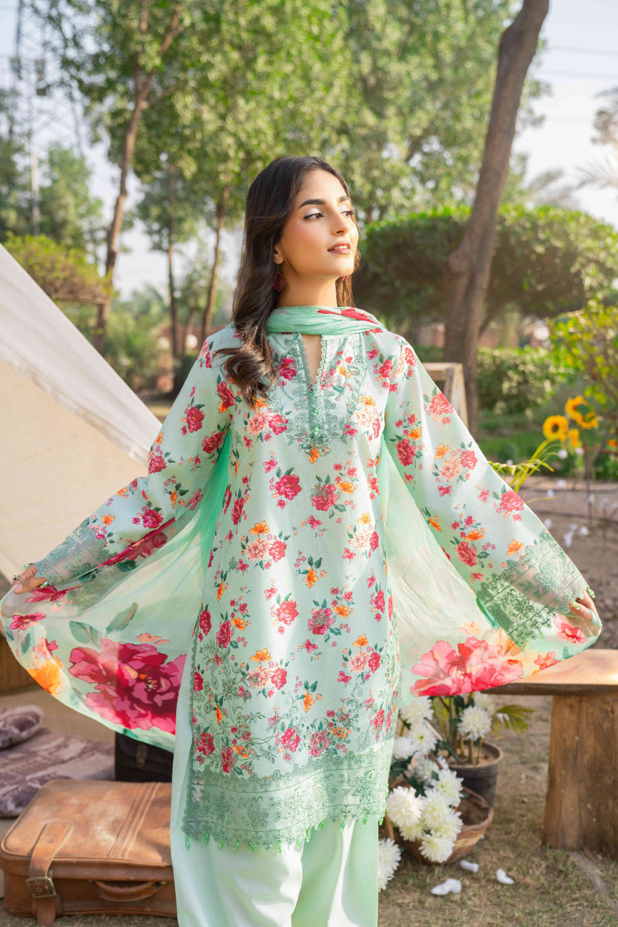 Spring Bell by Sanam Saeed Embroidered Lawn Unstitched 3Pc Suit D-03