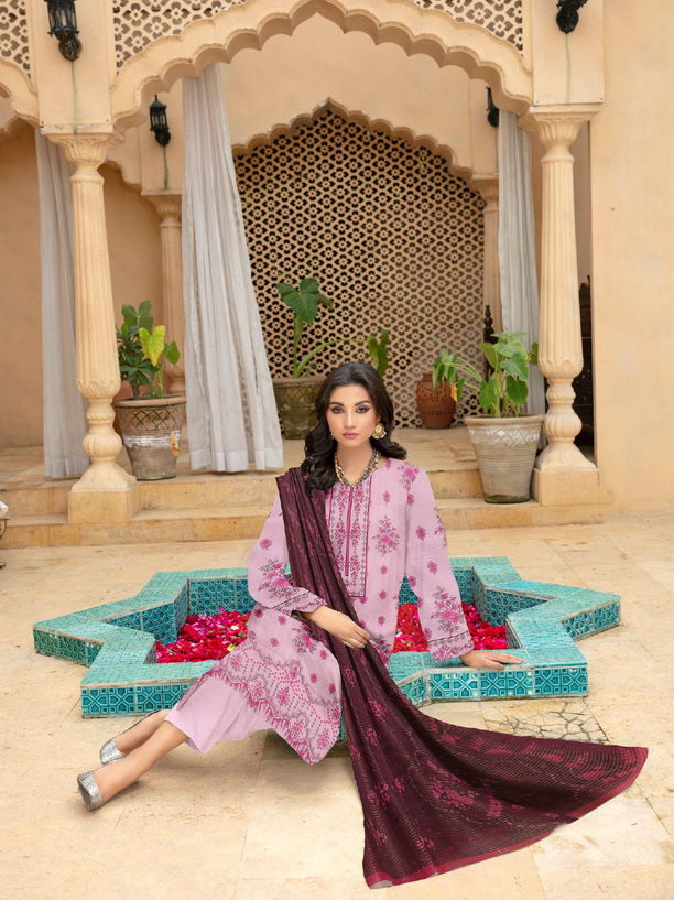 Rashk e Qamar Hajra Exclusive Dabi Lawn Unstitched 3Pc Suit D-03