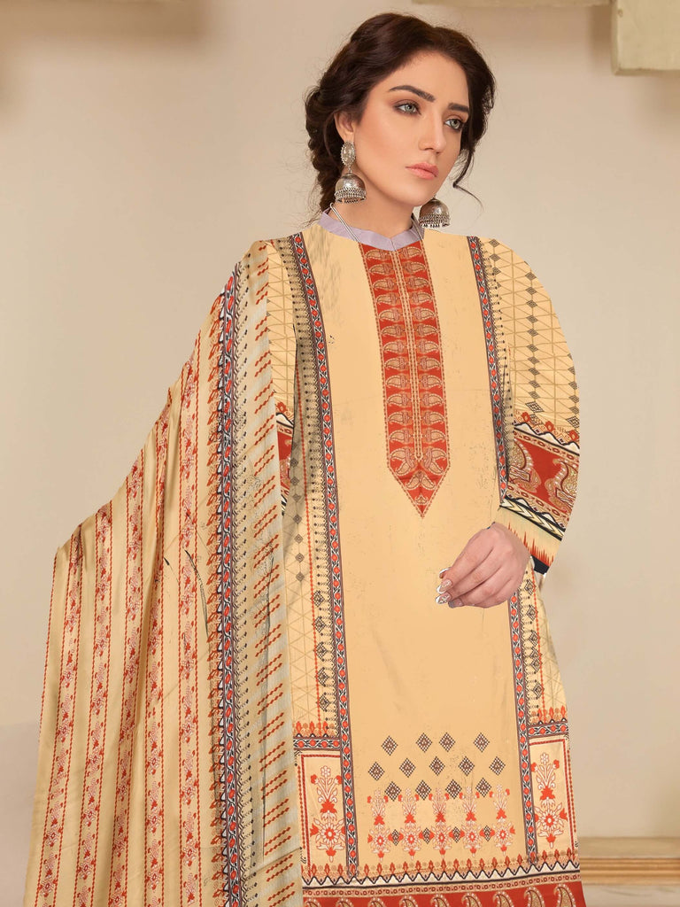 Rashk e Qamar Digital Printed Linen Unstitched 3Pc Suit D-04