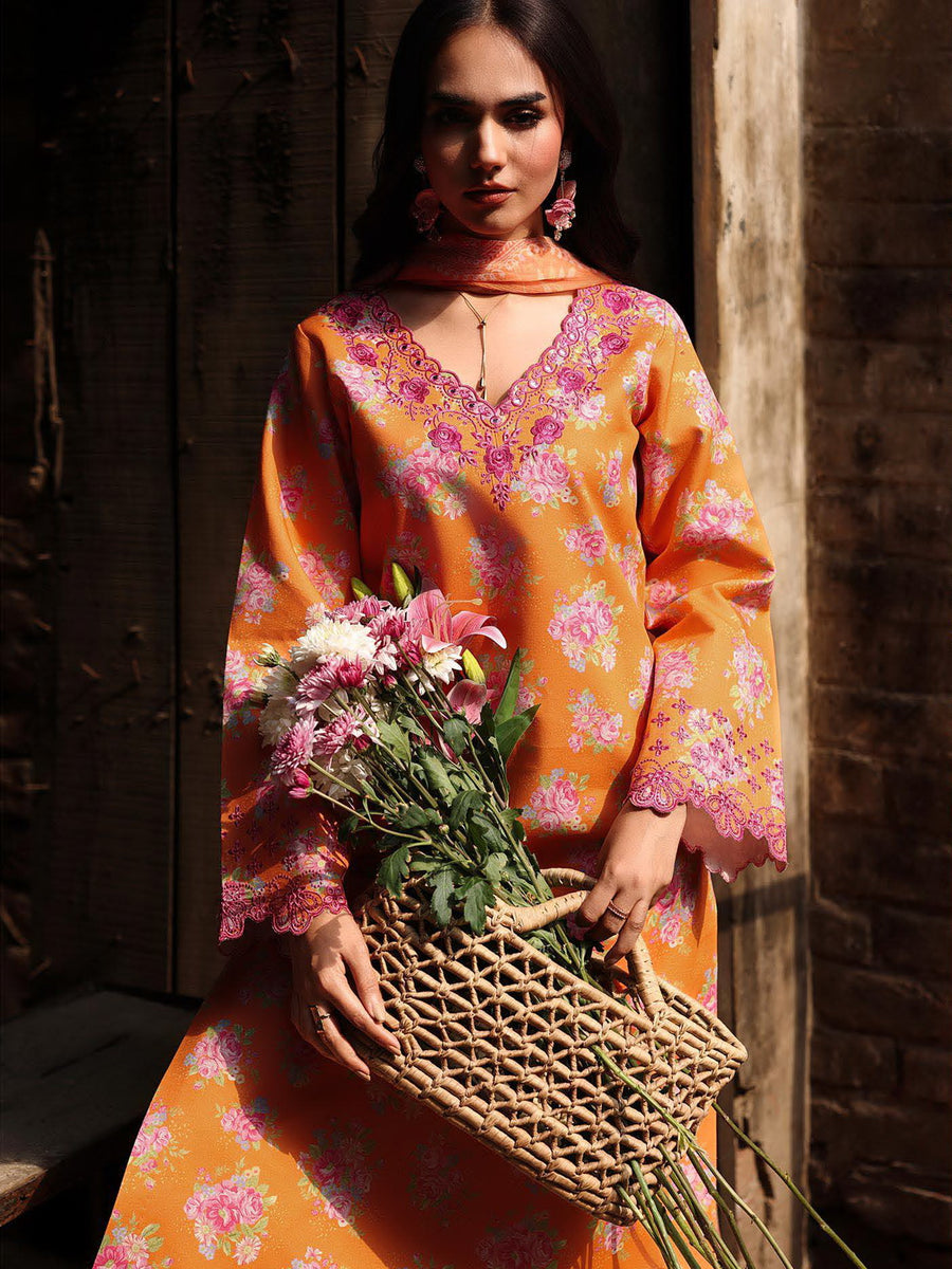 RajBari Nissa Floral Symphony Embroidered Lawn Unstitched 3Pc Suit D-04