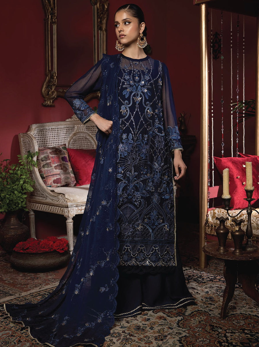 Heer by Humdum Embroidered Chiffon Unstitched 3PC Suit HR-04