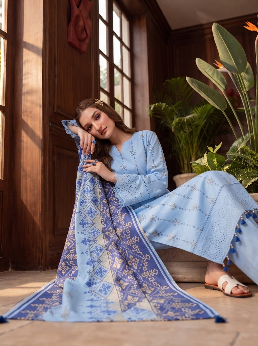 Pashm by Fiza Noor Premium Printed Leather Linen Unstitched 3Pc Suit D-04