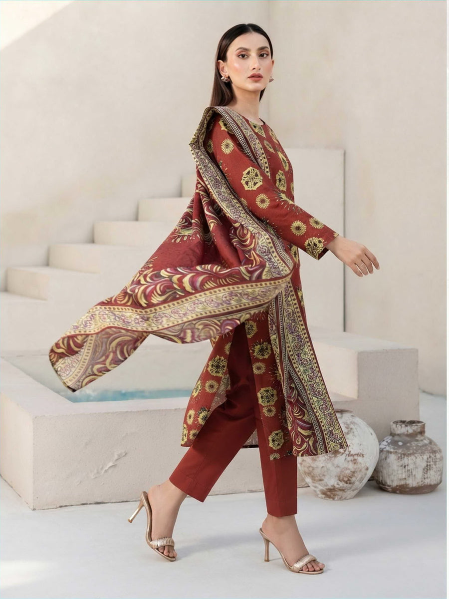 Fiza Noor Digital Printed Marina Unstitched 3Pc Suit D-04