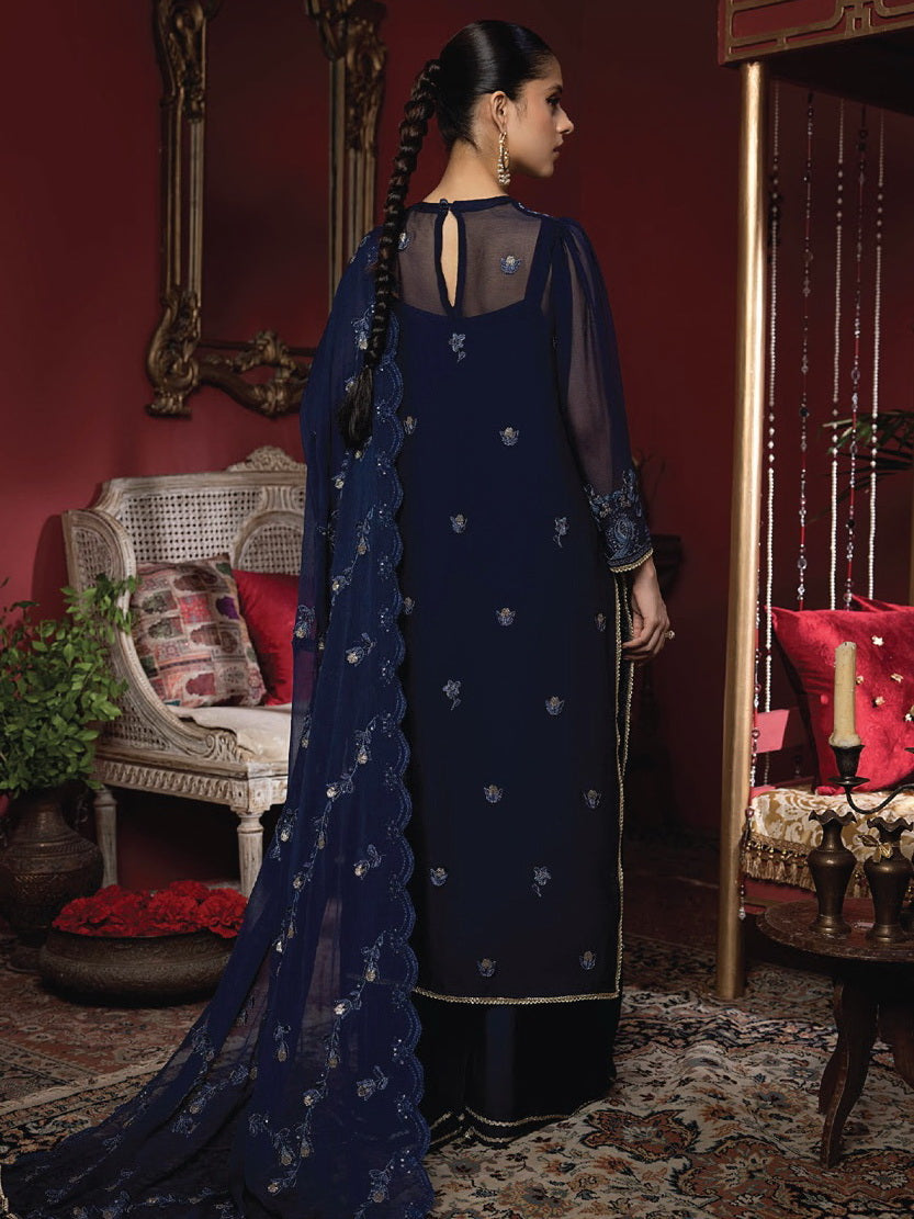 Heer by Humdum Embroidered Chiffon Unstitched 3PC Suit HR-04