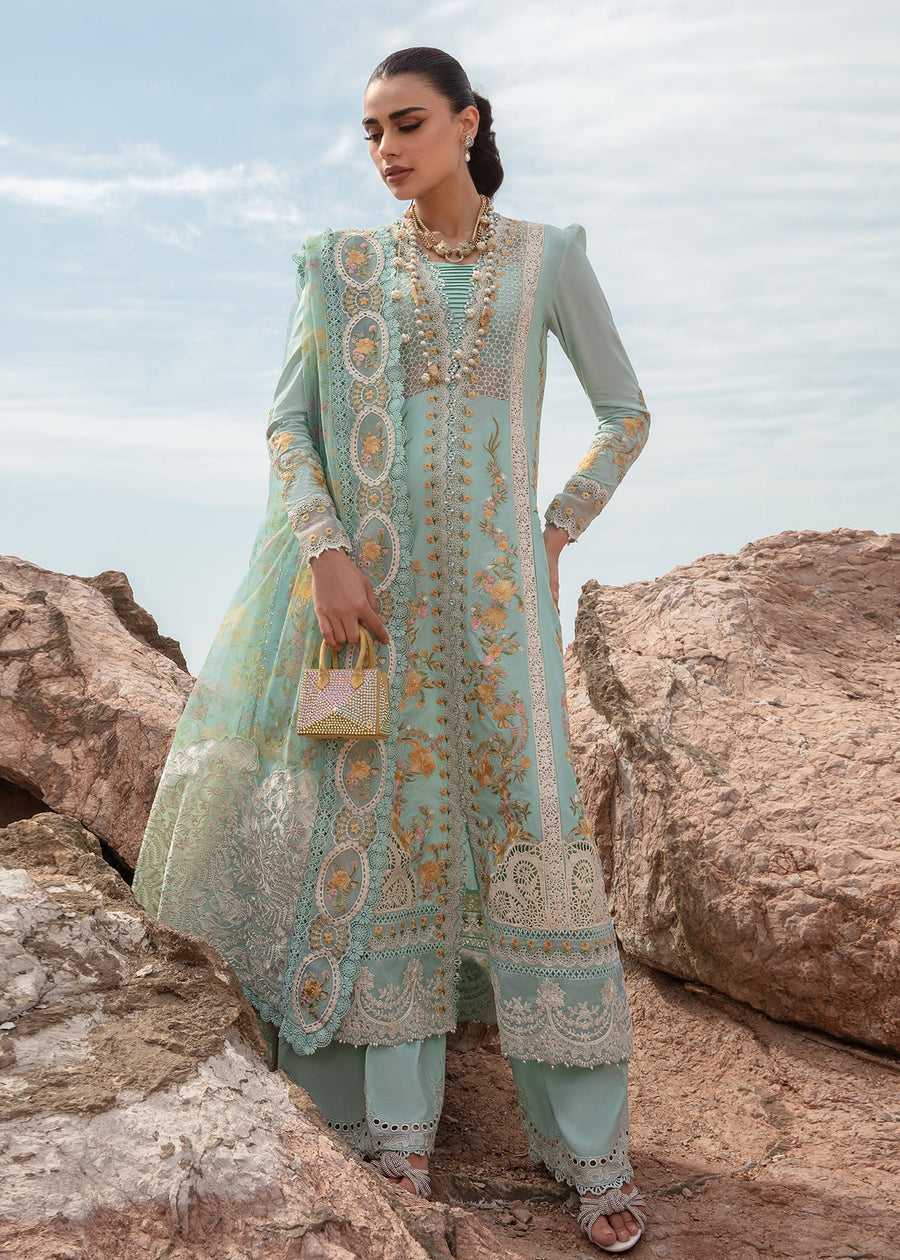 Saira Shakira Embroidered Lawn Unstitched 3Pc Suit D-04A Dove's Song - Opel