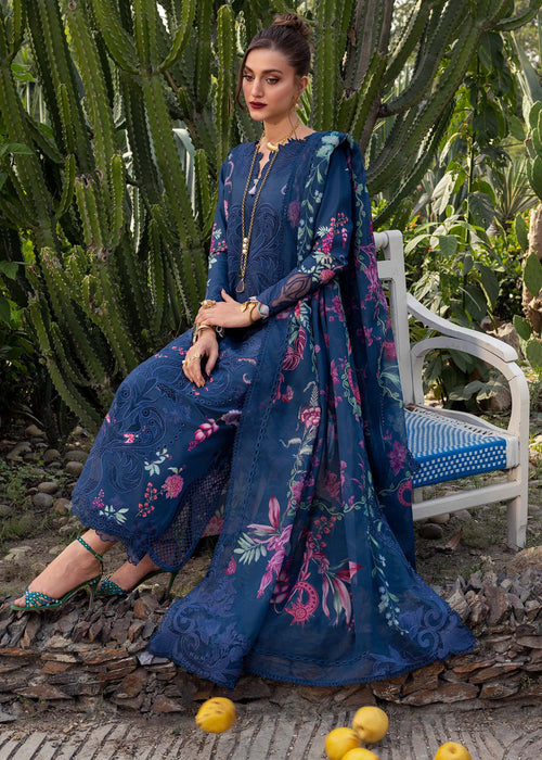 Saira Shakira Bloom Embroidered Lawn Unstitched 3Pc Suit D-04A ZELIE