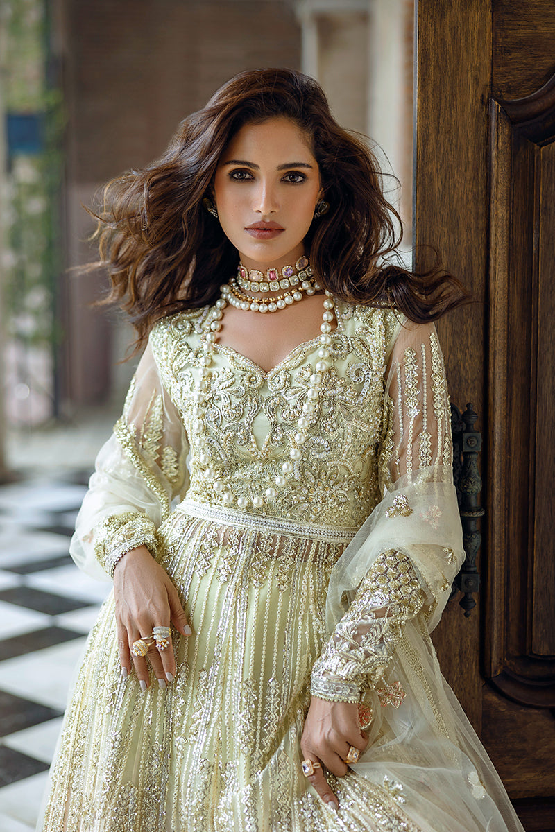 Mushq Stardust Embroidered Net Unstitched 3Pc Suit D-06 Cosmic Couture