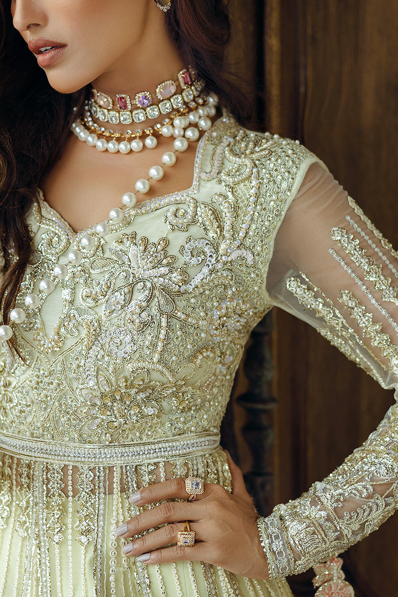 Mushq Stardust Embroidered Net Unstitched 3Pc Suit D-06 Cosmic Couture