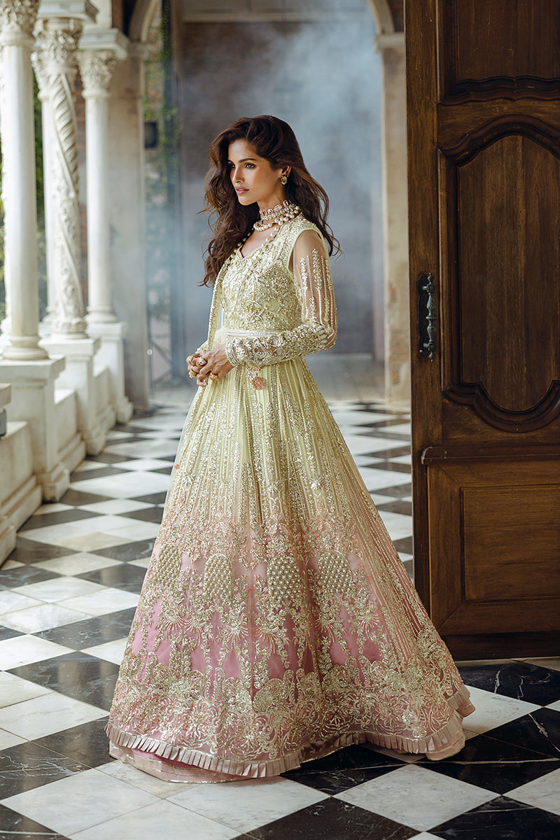 Mushq Stardust Embroidered Net Unstitched 3Pc Suit D-06 Cosmic Couture