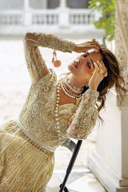 Mushq Stardust Embroidered Net Unstitched 3Pc Suit D-06 Cosmic Couture
