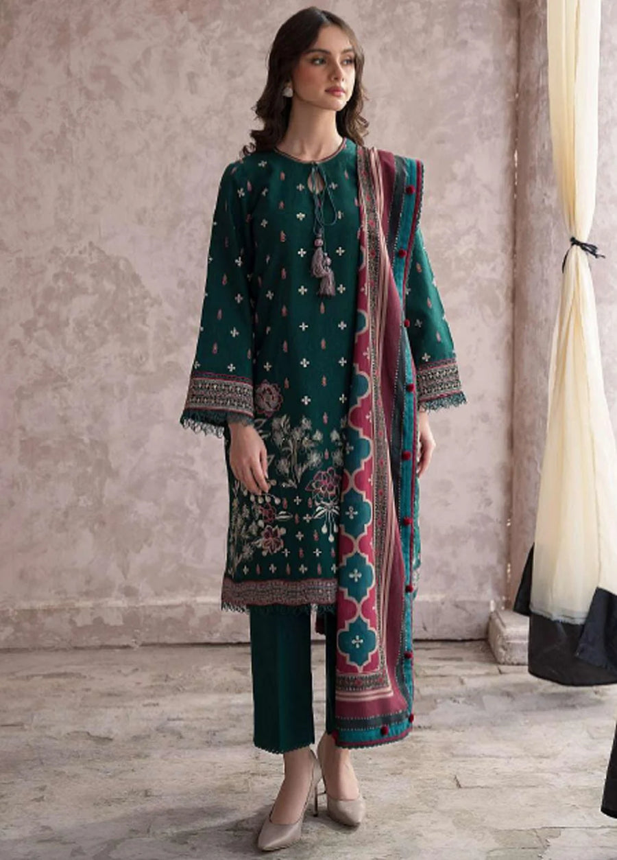 Dastak By Jazmin Unstitched Embroidered Khaddar 3Pc Suit D-04 Juman