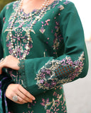 Rang Rasiya Carnation Embroidered Karandi Unstitched 3Pc Suit D-04 Matcha