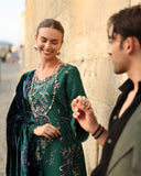 Rang Rasiya Carnation Embroidered Karandi Unstitched 3Pc Suit D-04 Matcha