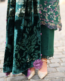 Rang Rasiya Carnation Embroidered Karandi Unstitched 3Pc Suit D-04 Matcha