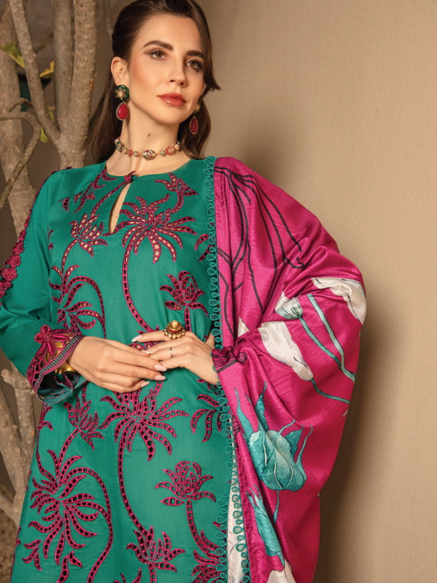 Rang Rasiya Carnation Embroidered Lawn Unstitched 3Pc Suit D-04 Mia