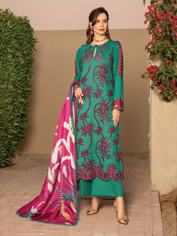 Rang Rasiya Carnation Embroidered Lawn Unstitched 3Pc Suit D-04 Mia