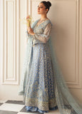 Hemline by Mushq Embroidered Net Unstitched 3Pc Suit D-04 Periwinkle