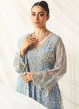 Hemline by Mushq Embroidered Net Unstitched 3Pc Suit D-04 Periwinkle