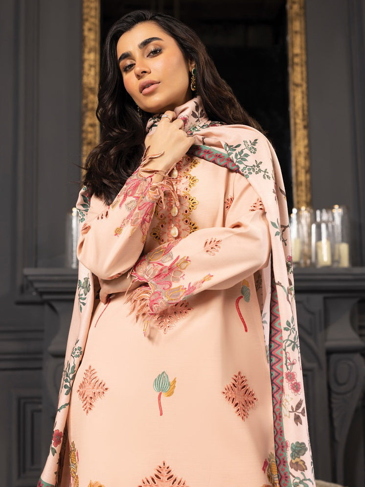 Rang Rasiya Carnation Embroidered Khaddar Unstitched 3Pc Suit D-04