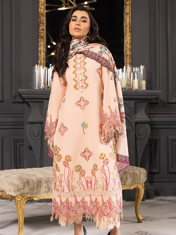 Rang Rasiya Carnation Embroidered Khaddar Unstitched 3Pc Suit D-04