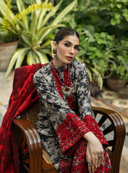 Zainab Chottani Embroidered Herringbone Unstitched 3Pc Suit D-04 Zemestan