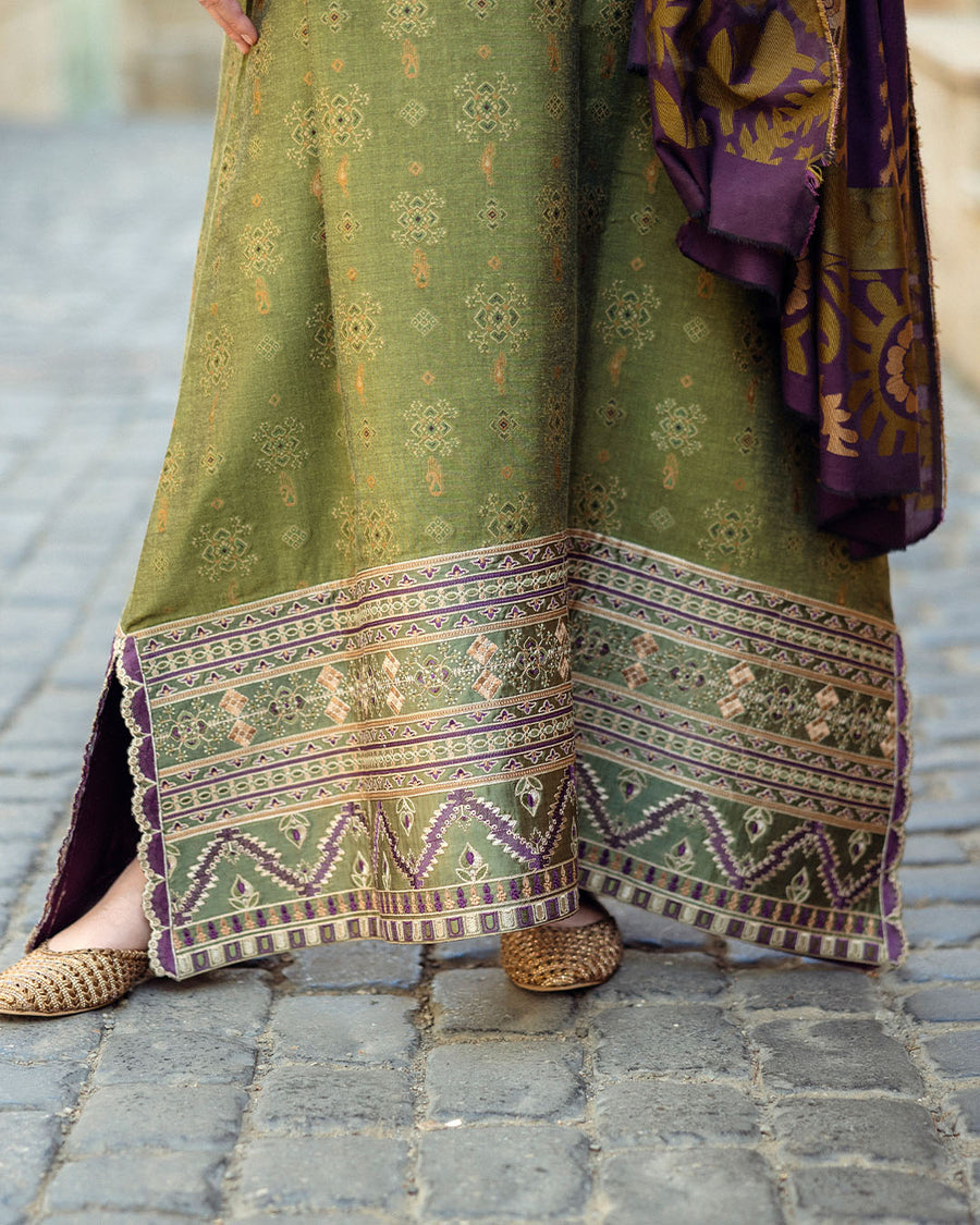 Mushq Broadway Embroidered Jacquard Viscose Unstitched 3Pc Suit - Gentle Touch