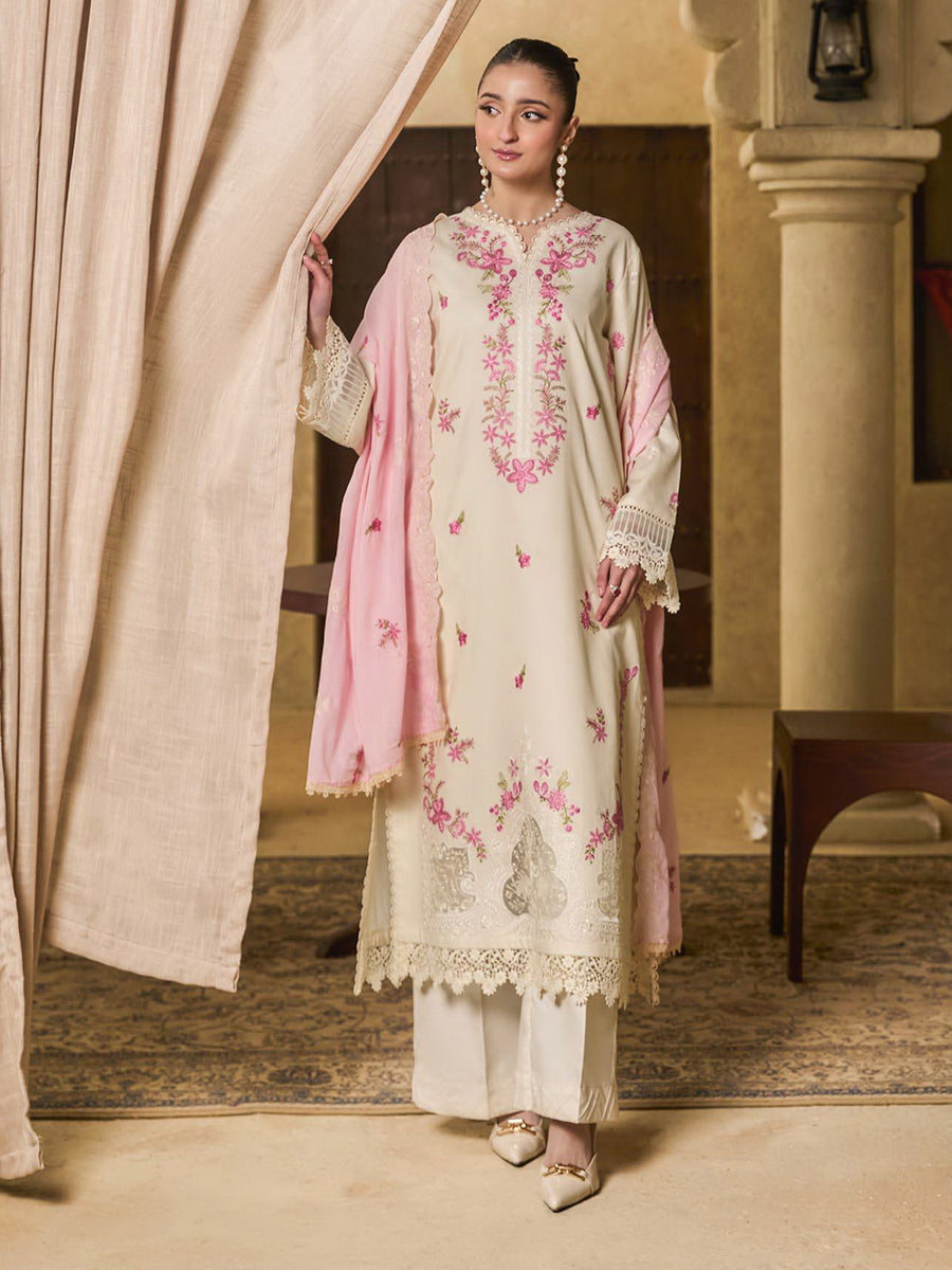 Raha by RajBari Premium Summer Embroidered Lawn Unstitched 3Pc Suit D-04