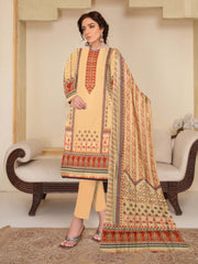 Rashk e Qamar Digital Printed Linen Unstitched 3Pc Suit D-04