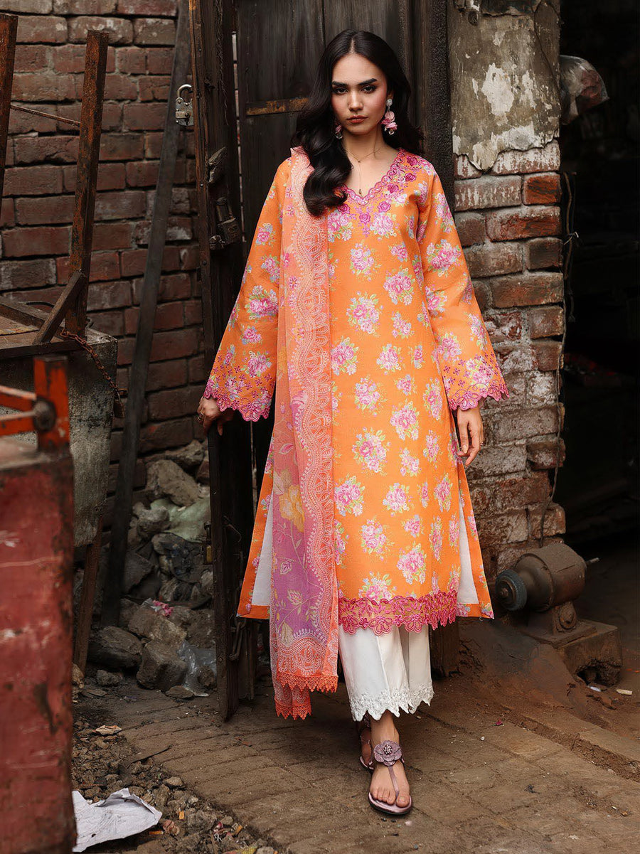 RajBari Nissa Floral Symphony Embroidered Lawn Unstitched 3Pc Suit D-04