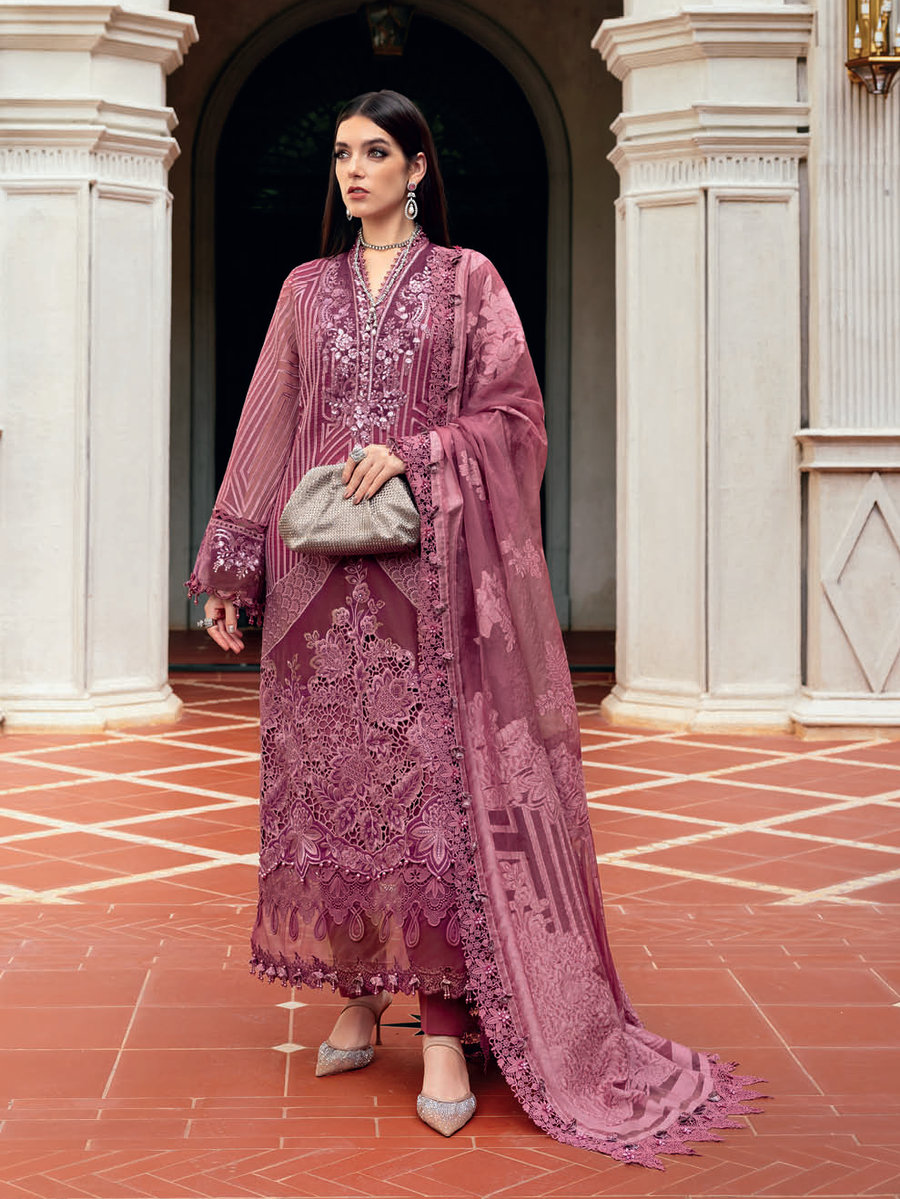 Maria.B Winter Luxe Embroidered Organza Unstitched 3Pc Suit D-04